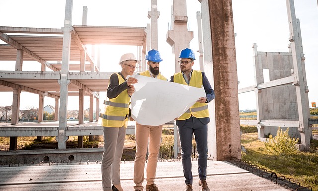 engineers looking at their building plan 